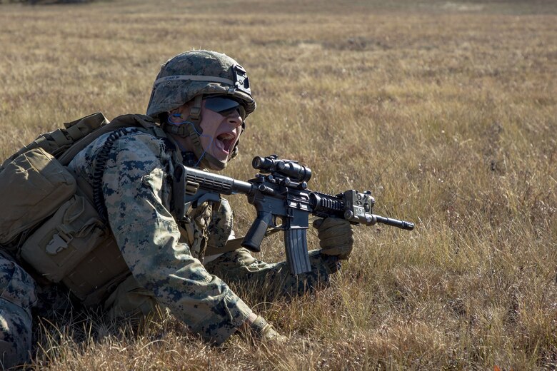 Charging forward: 1/2 assaults the objective, completes live-fire range