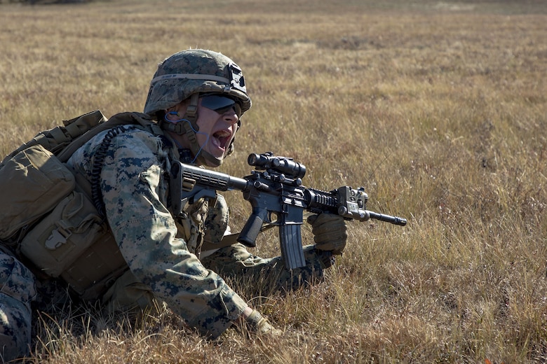 Charging forward: 1/2 assaults the objective, completes live-fire range