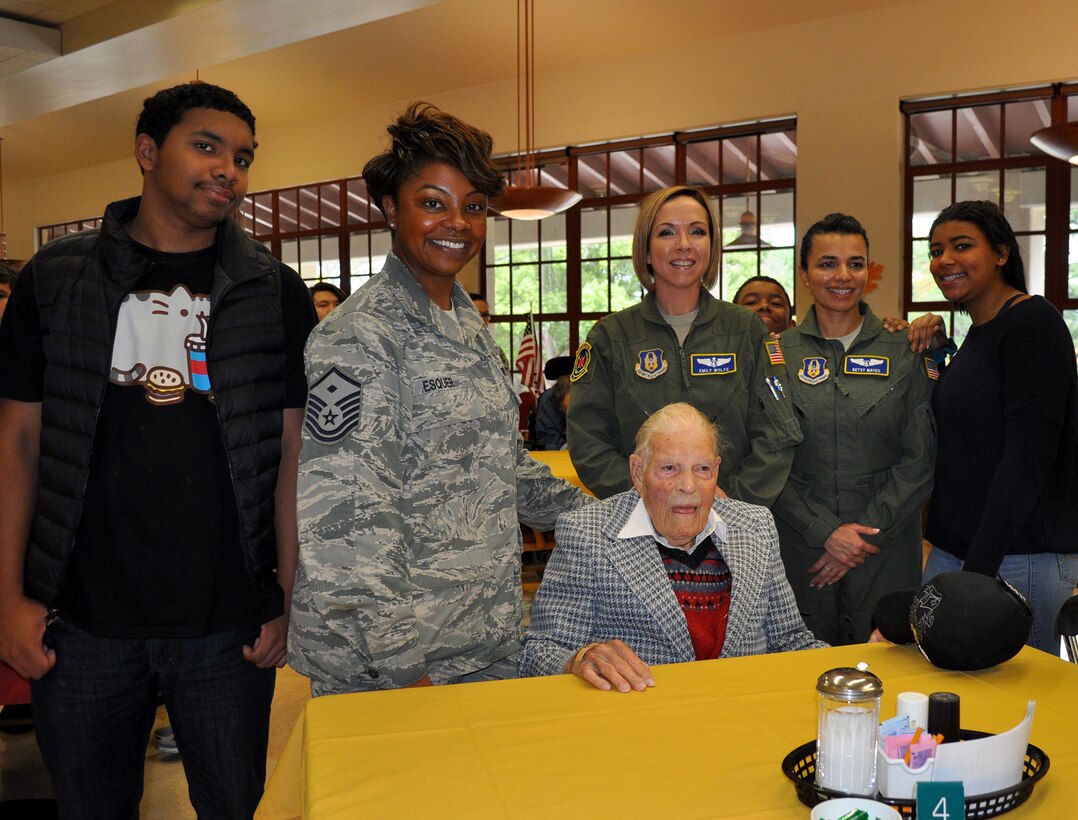 Although the 349th Air Mobility Wing began Operation Give Thanks many years ago, they were joined by Airmen of the 60th AMW and the 621st Contingency Response Wing, assisted on the serving line, in the dining room, at the beverage table, and also in other residences on campus.