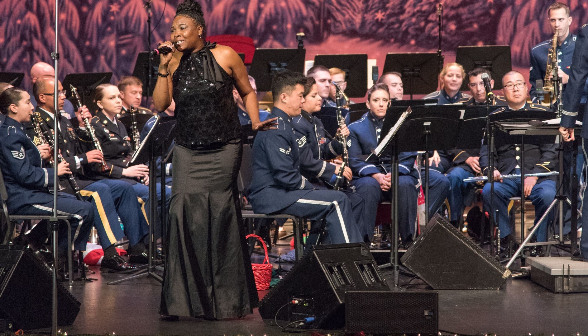 The U.S. Air Force Band of the West and the 323rd Army Band "Fort Sam's Own" team up for a "Holiday in Red, White and Blue" concert Dec. 10, 2017 at the Edgewood Performing Arts Center, 402 Lance St., in San Antonio. The annual performance is free and open to the public and is a holiday tradition.