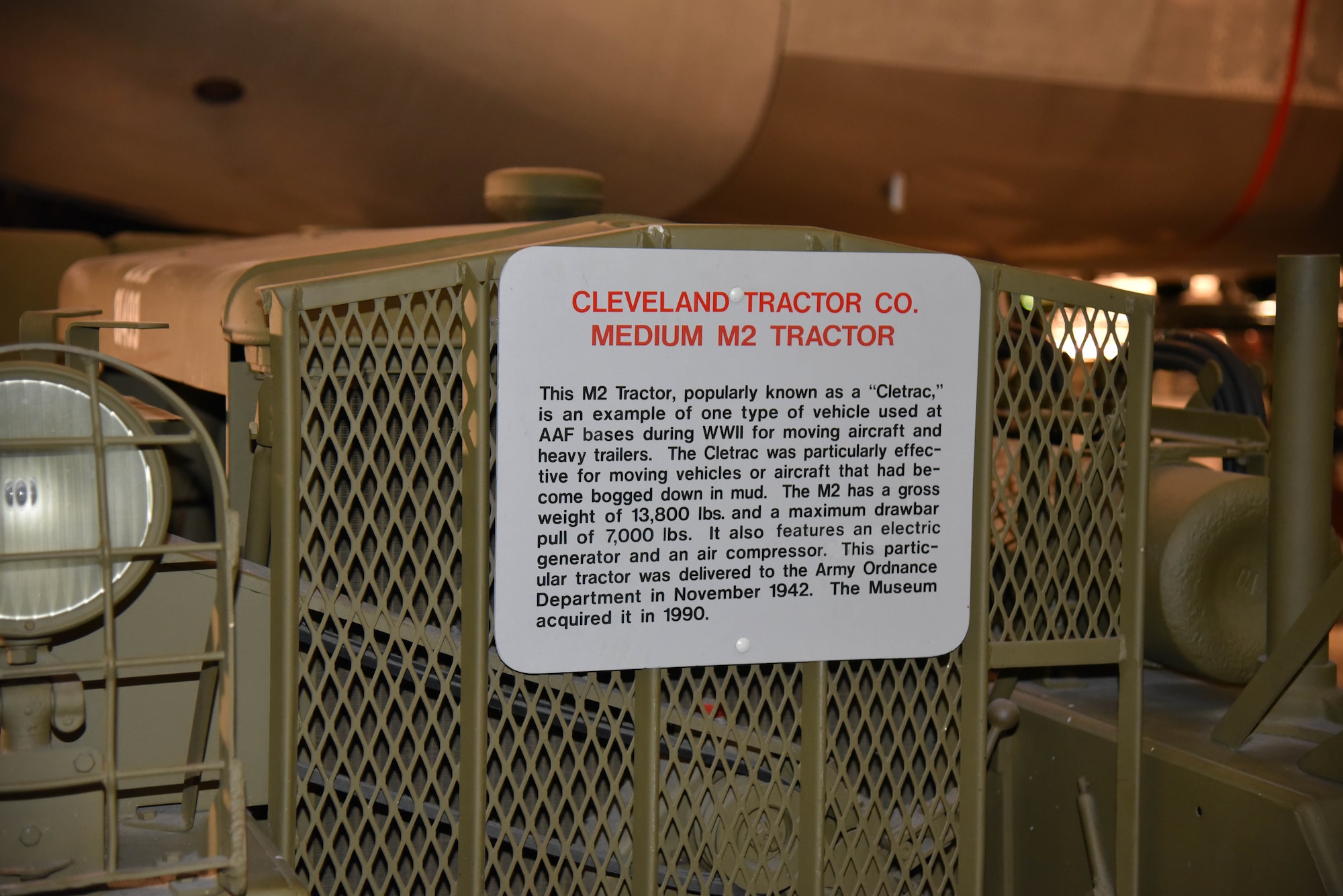 DAYTON, Ohio - Cleveland Tractor Co. Medium M2 Tractor on display in the Korean War Gallery at the National Museum of the U.S. Air Force. (U.S. Air Force photo by Ken LaRock)