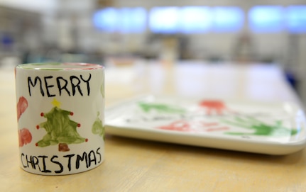 A finished ceramic product awaits pick-up at the Polar Express Arts and Crafts Center at Joint Base Elmendorf-Richardson, Alaska, Dec. 11, 2017. The arts and crafts center offers the JBER community a creative experience combined with one-of-a-kind gift ideas for the upcoming holidays.