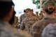 U.S. Air Force Lt. Gen. Jeffery Harrigian, U.S. Air Forces Central Command Commander, speaks with Airmen at the 407th Air Expeditionary Group in Southwest Asia, Dec. 14, 2017. Harrigian spoke to the Airman about ongoing operations. (U.S. Air Force photo by Staff Sgt. Joshua Edwards/Released)