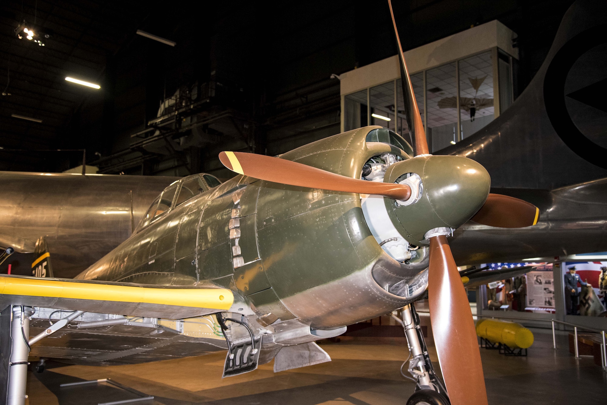 DAYTON, Ohio -- Kawanishi N1K2-Ja Shiden Kai (George) on display in the World War II Gallery at the National Museum of the U.S. Air Force. (U.S. Air Force photo by Ken LaRock)