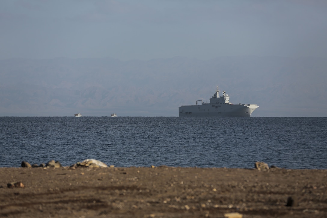 171214-M-QL632-081 DJIBOUTI, Djibouti (Dec. 14, 2017) – French Mistral-class amphibious assault ship LHD Tonnerre (L9014), prepares for a bilateral amphibious combat rehearsal as part of Alligator Dagger. Alligator Dagger, led by Naval Amphibious Force, Task Force 51/5th Marine Expeditionary Expedition Brigade, is a dedicated, bilateral combat rehearsal that combines U.S. and French forces to practice, rehearse and exercise integrated capabilities available to U.S. Central Command both afloat and ashore. (U.S. Marine Corps photo by Staff Sgt. Vitaliy Rusavskiy/Released)