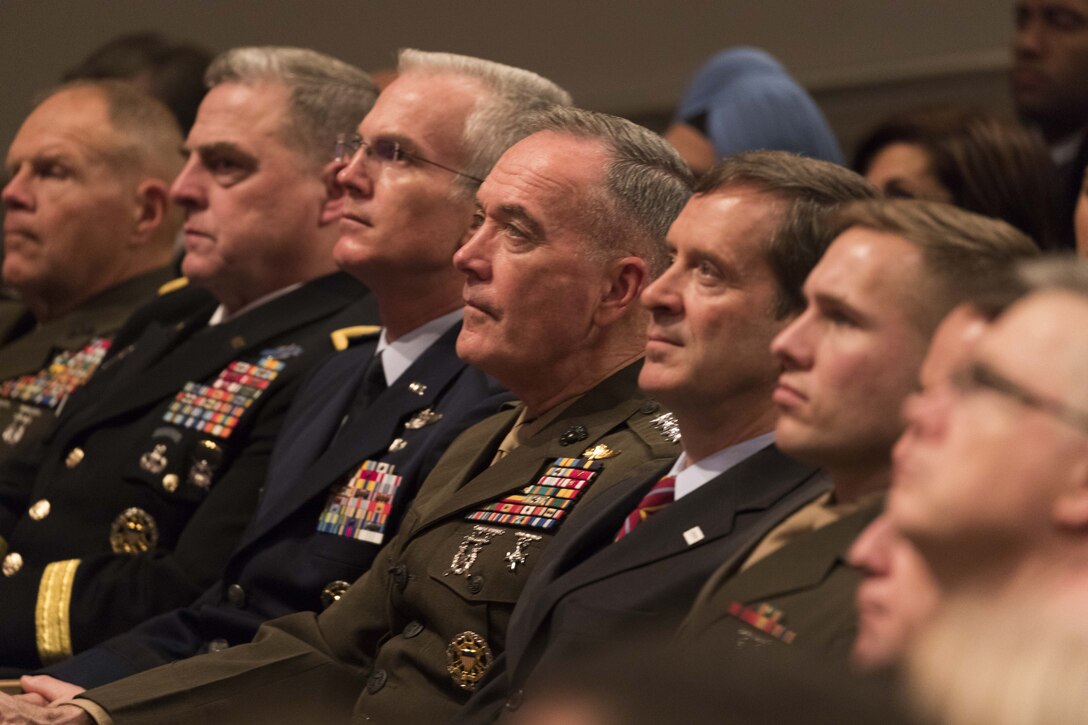Members of the Joint Chiefs of Staff attend a presidential speech