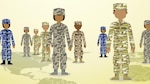 This graphic represents service members from around the world who participate in the Blended Military Retirement System.