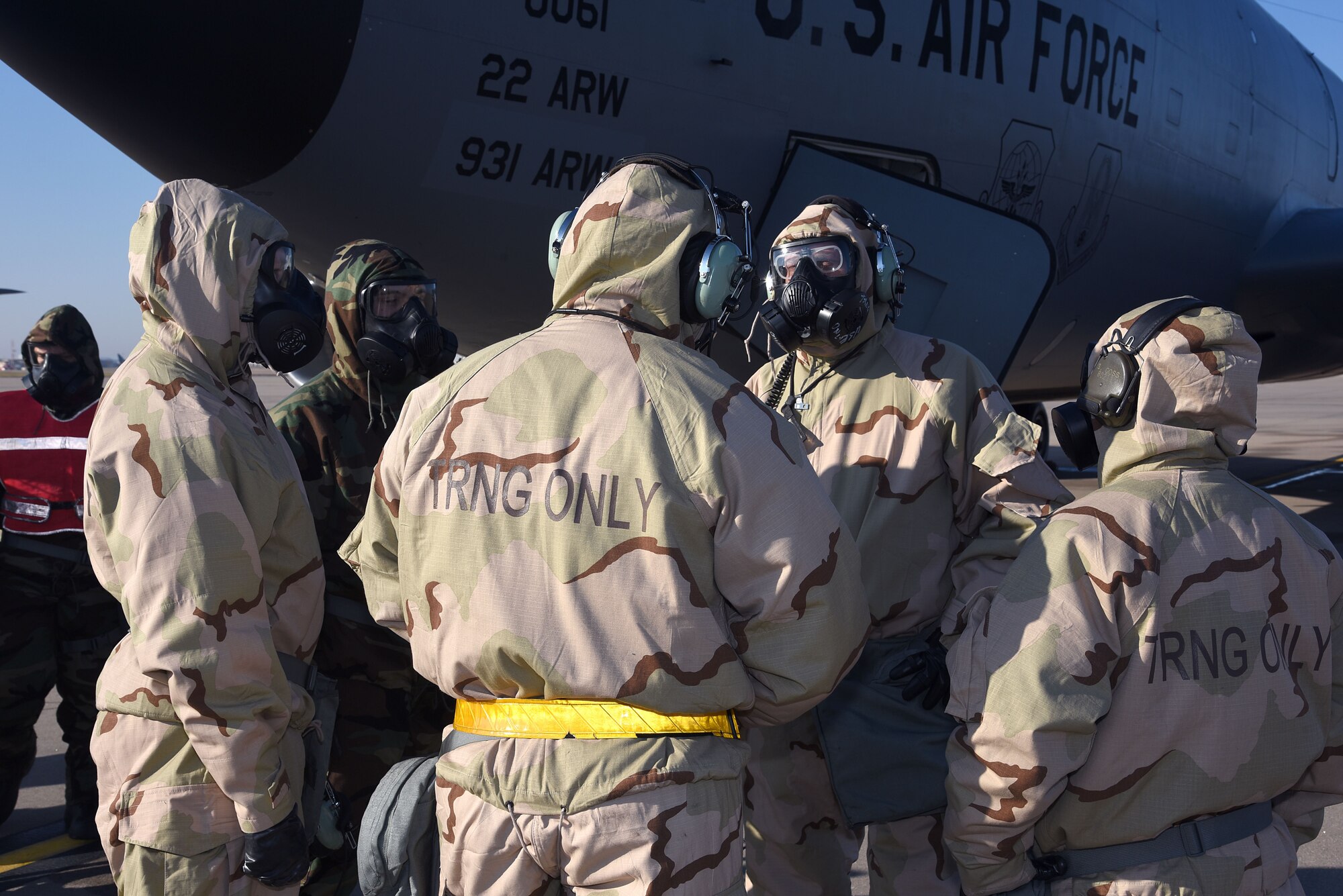 344th ARS aircrew dawns chemical gear