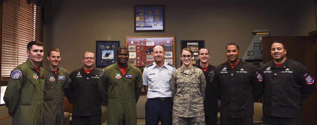 .S. Air Force Maj. Paul “Loco” Lopez, U.S. Air Force F-22 Raptor Demonstration Team pilot, completed a qualification performance for U.S. Air Force Gen. Mike Holmes, Commander of Air Combat Command, to certify his capabilities as a demo team pilot at Joint Base Langley-Eustis, Va., Dec. 18, 2017.