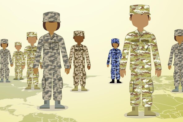 This graphic represents service members from around the world who participate in the Blended Military Retirement System.