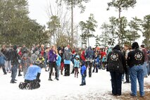 Team Shaw members play in the snow during Frosty Fest at Shaw Air Force Base, S.C., Dec. 17, 2017.