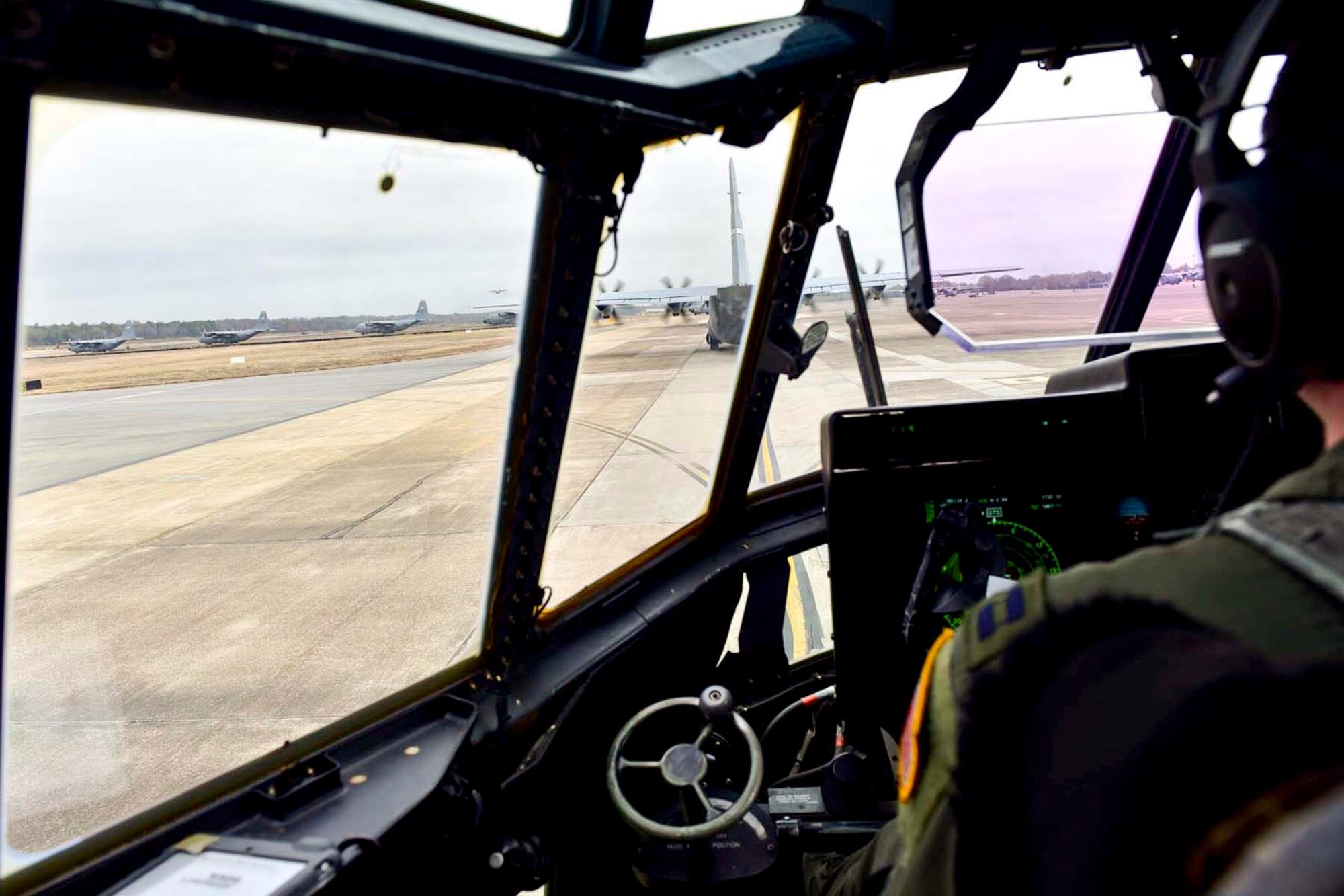 A C-130J Super Hercules taxis to the runway Nov. 21, 2017, at Little Rock Air Force Base, Ark.