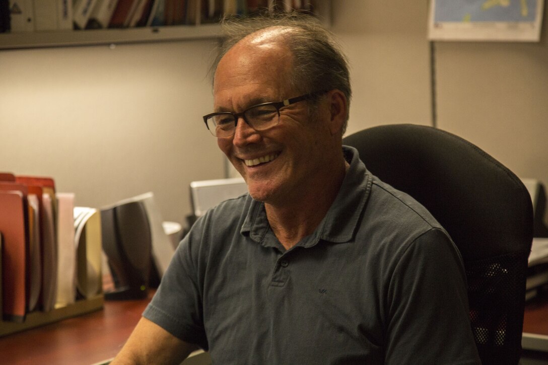 William “Bill” Shepherd, an environmental specialist with Marine Corps Air Station Yuma, Ariz. environmental section, performs his duties on Oct. 16, 2017. Shepherd is in charge of making sure everyone on station has safe drinking water and it is environmentally safe. He will retire on Oct. 19, 2017 after faithfully serving the U.S. government for 32 years. (U.S. Marine Corps photo by Lance Cpl. Sabrina Candiaflores)