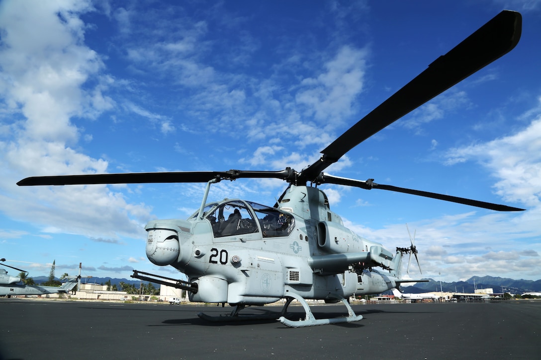 An AH-1Z Viper is staged aboard Joint Base Pearl Harbor-Hickam, Dec. 19, 2017. The first three AH-1Zs to be permanently stationed at Marine Corps Base Hawaii arrived Dec. 15, 2017. The attack helicopters will replace the AH-1W Super Cobras.