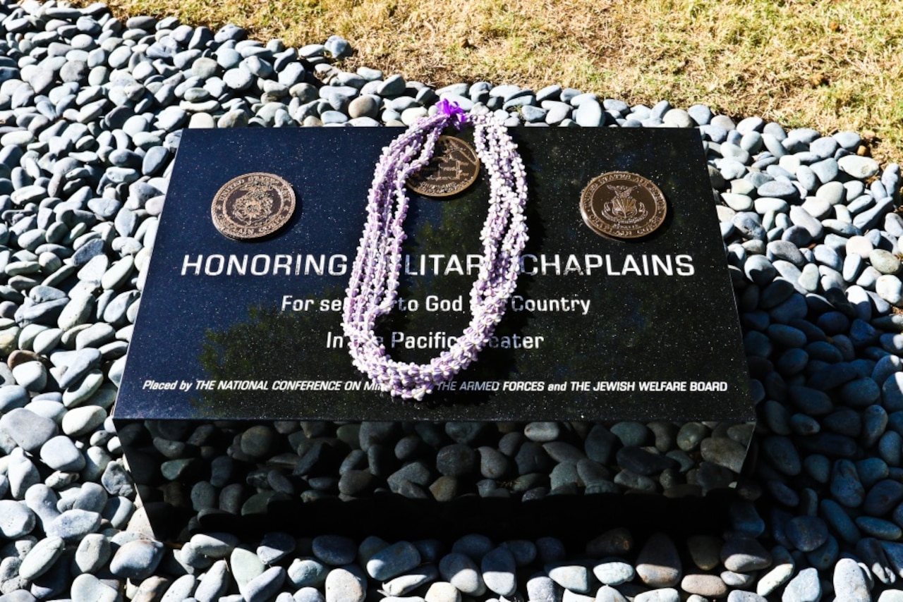 Chaplains from the Army, Air Force, Navy and Marines, past and present, were honored at the National Memorial Cemetery of the Pacific during the Chaplain Memorial Dedication in Honolulu, Dec. 14, 2017. Army photo by Staff Sgt. Melissa Parrish
