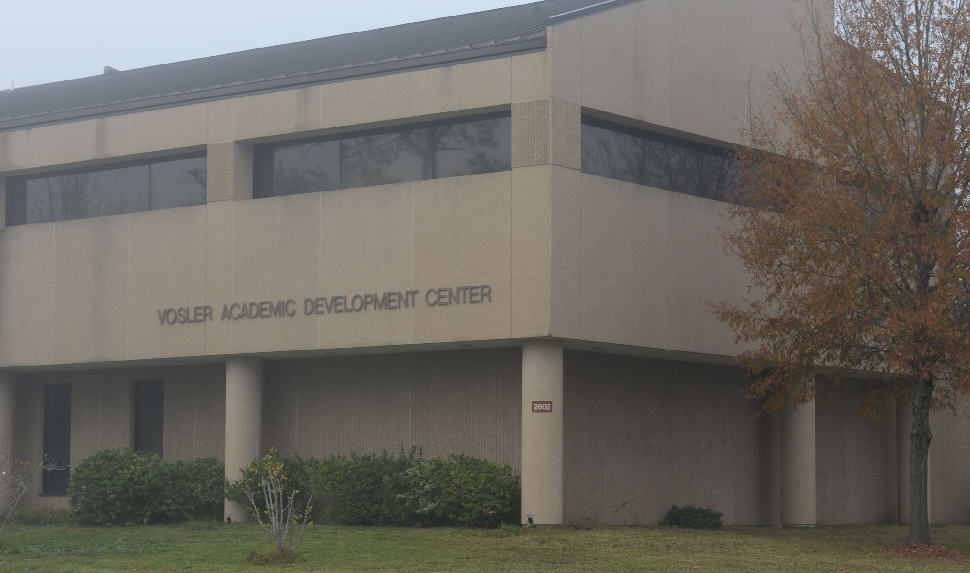 The Vosler Academic Development Center is located along the corner of D St and 2nd St, building 2602. The building was named after Tech. Sgt. Forrest L. Vosler. While in the military, Vosler fought in the European theater of World War II. During his final mission, Vosler laid down machine gun fire in a bomber aircraft while sustaining heavy injuries himself. As a result of his selfless actions, Vosler was awarded the Medal of Honor. (U.S. Air Force photo by 2nd Lt. David Bui)
