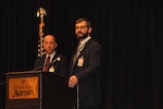 Naval Surface Warfare Center, Port Hueneme Division Chief of Contracts, Joel Walor (right), and Deputy Chief of Contracts, Nick DeSelle, provide insight regarding current and upcoming acquisition requirements, during the command’s Dec. 14 Industry Day held at Ventura Beach Marriott.