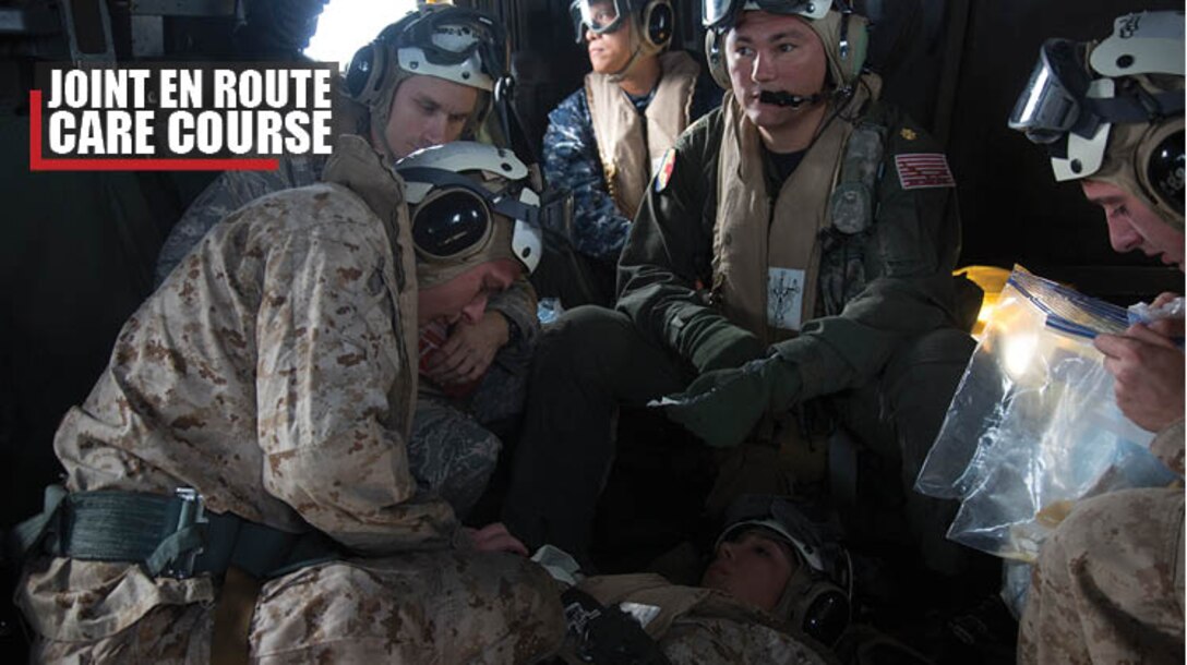 Navy Lt. Cmdr. Erik Hardy, the Joint Enroute Care Course (JECC) liason, oversees the conduct of in-air medical treatment during the JECC Dec. 13, 2017, at Marine Corps Air Station Futenma in Okinawa, Japan. Navy, Air Force and Army medical personnel participated in hands-on training to improve their readiness during air transport to medical facilities. Hardy is a native of Orange Park, Florida. (U.S. Marine Corps photo by Lance Cpl. Isabella Ortega)