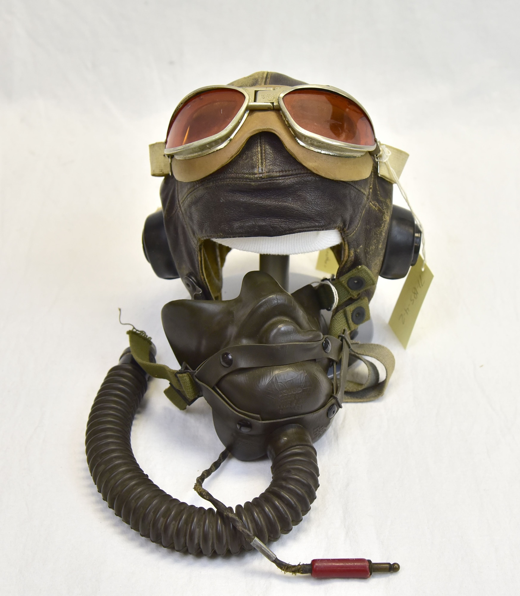 Plans call for this artifact to be displayed near the B-17F Memphis Belle™ as part of the new strategic bombardment exhibit in the WWII Gallery, which opens to the public on May 17, 2018. Goggles, oxygen mask, and helmet worn by B-17 pilot Capt William Rector on the USAAF’s first major raid against Berlin, March 6, 1944.