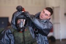 During the week-long training the platoons refined their skills in setup and breakdown of decontamination sites, decontamination of role players, and identification and detection of known agents in several scenarios including mass casaulty, radiation scenario and a subway scenario.  (Official USMC Photos by Staff Sgt. Santiago G. Colon Jr.)