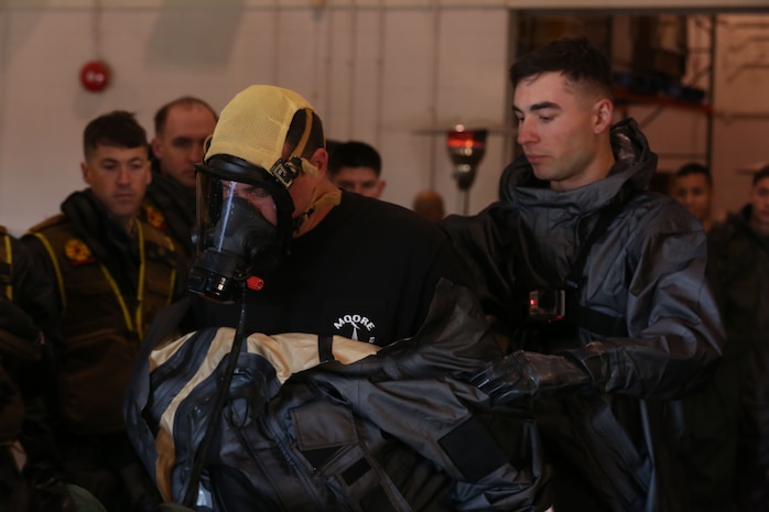 During the week-long training the platoons refined their skills in setup and breakdown of decontamination sites, decontamination of role players, and identification and detection of known agents in several scenarios including mass casaulty, radiation scenario and a subway scenario.  (Official USMC Photos by Staff Sgt. Santiago G. Colon Jr.)