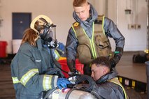 During the week-long training the platoons refined their skills in setup and breakdown of decontamination sites, decontamination of role players, and identification and detection of known agents in several scenarios including mass casaulty, radiation scenario and a subway scenario.  (Official USMC Photos by Staff Sgt. Santiago G. Colon Jr.)