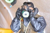 During the week-long training the platoons refined their skills in setup and breakdown of decontamination sites, decontamination of role players, and identification and detection of known agents in several scenarios including mass casaulty, radiation scenario and a subway scenario.  (Official USMC Photos by Staff Sgt. Santiago G. Colon Jr.)