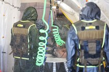 During the week-long training the platoons refined their skills in setup and breakdown of decontamination sites, decontamination of role players, and identification and detection of known agents in several scenarios including mass casaulty, radiation scenario and a subway scenario.  (Official USMC Photos by Staff Sgt. Santiago G. Colon Jr.)