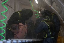 During the week-long training the platoons refined their skills in setup and breakdown of decontamination sites, decontamination of role players, and identification and detection of known agents in several scenarios including mass casaulty, radiation scenario and a subway scenario.  (Official USMC Photos by Staff Sgt. Santiago G. Colon Jr.)