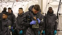 During the week-long training the platoons refined their skills in setup and breakdown of decontamination sites, decontamination of role players, and identification and detection of known agents in several scenarios including mass casaulty, radiation scenario and a subway scenario.  (Official USMC Photos by Staff Sgt. Santiago G. Colon Jr.)