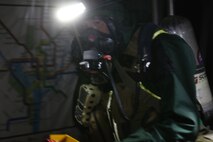 During the week-long training the platoons refined their skills in setup and breakdown of decontamination sites, decontamination of role players, and identification and detection of known agents in several scenarios including mass casaulty, radiation scenario and a subway scenario.  (Official USMC Photos by Staff Sgt. Santiago G. Colon Jr.)