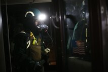During the week-long training the platoons refined their skills in setup and breakdown of decontamination sites, decontamination of role players, and identification and detection of known agents in several scenarios including mass casaulty, radiation scenario and a subway scenario.  (Official USMC Photos by Staff Sgt. Santiago G. Colon Jr.)