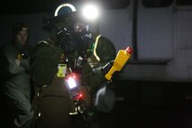During the week-long training the platoons refined their skills in setup and breakdown of decontamination sites, decontamination of role players, and identification and detection of known agents in several scenarios including mass casaulty, radiation scenario and a subway scenario.  (Official USMC Photos by Staff Sgt. Santiago G. Colon Jr.)