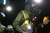 During the week-long training the platoons refined their skills in setup and breakdown of decontamination sites, decontamination of role players, and identification and detection of known agents in several scenarios including mass casaulty, radiation scenario and a subway scenario.  (Official USMC Photos by Staff Sgt. Santiago G. Colon Jr.)