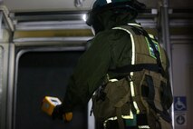 During the week-long training the platoons refined their skills in setup and breakdown of decontamination sites, decontamination of role players, and identification and detection of known agents in several scenarios including mass casaulty, radiation scenario and a subway scenario.  (Official USMC Photos by Staff Sgt. Santiago G. Colon Jr.)