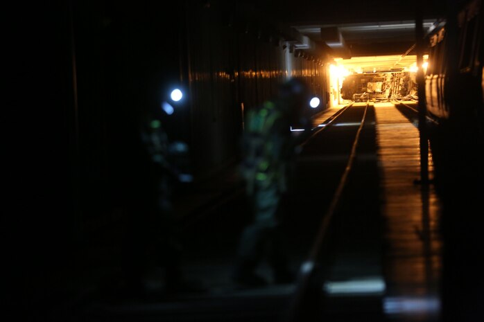 PERRY, Ga. – Decontamination Platoon and Identification and Detection Platoon with Chemical Biological Incident Response Force, CBIRF, U.S. Marine Corps Forces Command, executed Advanced Decontamination/ Identification and Detection Training at Guardian Centers, Perry, Ga., Dec. 11-14, 2017. During the week-long training the platoons refined their skills in setup and breakdown of decontamination sites, decontamination of role players, and identification and detection of known agents in several scenarios including mass casaulty, radiation scenario and a subway scenario.  (Official USMC Photos by Staff Sgt. Santiago G. Colon Jr.)