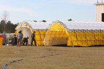 PERRY, Ga. – Decontamination Platoon and Identification and Detection Platoon with Chemical Biological Incident Response Force, CBIRF, U.S. Marine Corps Forces Command, executed Advanced Decontamination/ Identification and Detection Training at Guardian Centers, Perry, Ga., Dec. 11-14, 2017. During the week-long training the platoons refined their skills in setup and breakdown of decontamination sites, decontamination of role players, and identification and detection of known agents in several scenarios including mass casualty, radiation scenario and a subway scenario.  (Official USMC Photos by Staff Sgt. Santiago G. Colon Jr.)
