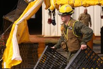 PERRY, Ga. – Decontamination Platoon and Identification and Detection Platoon with Chemical Biological Incident Response Force, CBIRF, U.S. Marine Corps Forces Command, executed Advanced Decontamination/ Identification and Detection Training at Guardian Centers, Perry, Ga., Dec. 11-14, 2017. During the week-long training the platoons refined their skills in setup and breakdown of decontamination sites, decontamination of role players, and identification and detection of known agents in several scenarios including mass casualty, radiation scenario and a subway scenario.  (Official USMC Photos by Staff Sgt. Santiago G. Colon Jr.)