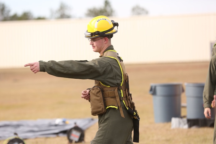PERRY, Ga. – Decontamination Platoon and Identification and Detection Platoon with Chemical Biological Incident Response Force, CBIRF, U.S. Marine Corps Forces Command, executed Advanced Decontamination/ Identification and Detection Training at Guardian Centers, Perry, Ga., Dec. 11-14, 2017. During the week-long training the platoons refined their skills in setup and breakdown of decontamination sites, decontamination of role players, and identification and detection of known agents in several scenarios including mass casualty, radiation scenario and a subway scenario.  (Official USMC Photos by Staff Sgt. Santiago G. Colon Jr.)