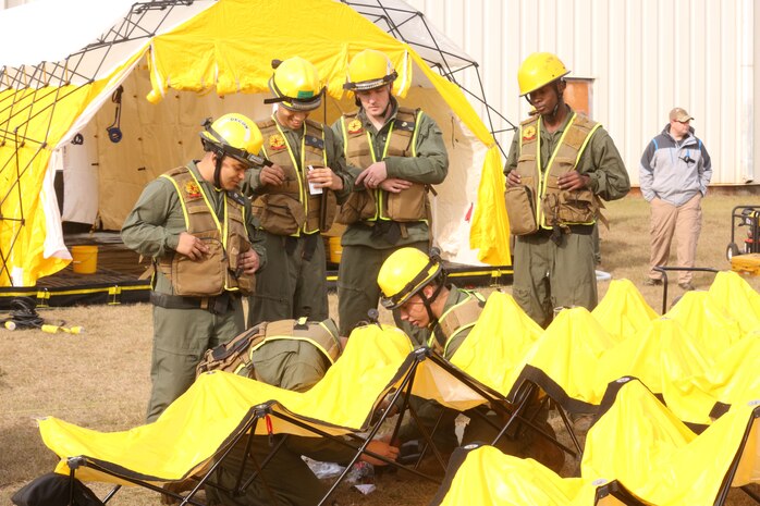 PERRY, Ga. – Decontamination Platoon and Identification and Detection Platoon with Chemical Biological Incident Response Force, CBIRF, U.S. Marine Corps Forces Command, executed Advanced Decontamination/ Identification and Detection Training at Guardian Centers, Perry, Ga., Dec. 11-14, 2017. During the week-long training the platoons refined their skills in setup and breakdown of decontamination sites, decontamination of role players, and identification and detection of known agents in several scenarios including mass casualty, radiation scenario and a subway scenario.  (Official USMC Photos by Staff Sgt. Santiago G. Colon Jr.)
