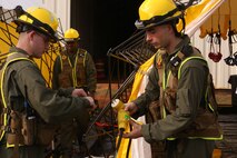 PERRY, Ga. – Decontamination Platoon and Identification and Detection Platoon with Chemical Biological Incident Response Force, CBIRF, U.S. Marine Corps Forces Command, executed Advanced Decontamination/ Identification and Detection Training at Guardian Centers, Perry, Ga., Dec. 11-14, 2017. During the week-long training the platoons refined their skills in setup and breakdown of decontamination sites, decontamination of role players, and identification and detection of known agents in several scenarios including mass casualty, radiation scenario and a subway scenario.  (Official USMC Photos by Staff Sgt. Santiago G. Colon Jr.)