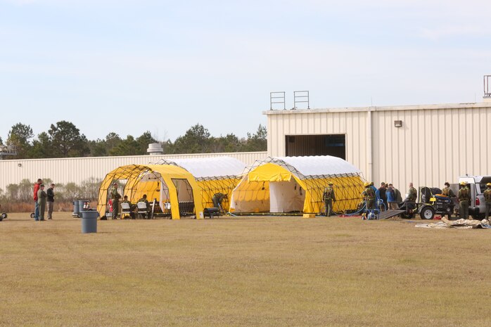 PERRY, Ga. – Decontamination Platoon and Identification and Detection Platoon with Chemical Biological Incident Response Force, CBIRF, U.S. Marine Corps Forces Command, executed Advanced Decontamination/ Identification and Detection Training at Guardian Centers, Perry, Ga., Dec. 11-14, 2017. During the week-long training the platoons refined their skills in setup and breakdown of decontamination sites, decontamination of role players, and identification and detection of known agents in several scenarios including mass casualty, radiation scenario and a subway scenario.  (Official USMC Photos by Staff Sgt. Santiago G. Colon Jr.)