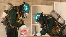 PERRY, Ga. – Decontamination Platoon and Identification and Detection Platoon with Chemical Biological Incident Response Force, CBIRF, U.S. Marine Corps Forces Command, executed Advanced Decontamination/ Identification and Detection Training at Guardian Centers, Perry, Ga., Dec. 11-14, 2017. During the week-long training the platoons refined their skills in setup and breakdown of decontamination sites, decontamination of role players, and identification and detection of known agents in several scenarios including mass casualty, radiation scenario and a subway scenario.  (Official USMC Photos by Staff Sgt. Santiago G. Colon Jr.)