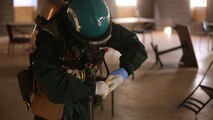 PERRY, Ga. – Decontamination Platoon and Identification and Detection Platoon with Chemical Biological Incident Response Force, CBIRF, U.S. Marine Corps Forces Command, executed Advanced Decontamination/ Identification and Detection Training at Guardian Centers, Perry, Ga., Dec. 11-14, 2017. During the week-long training the platoons refined their skills in setup and breakdown of decontamination sites, decontamination of role players, and identification and detection of known agents in several scenarios including mass casualty, radiation scenario and a subway scenario.  (Official USMC Photos by Staff Sgt. Santiago G. Colon Jr.)
