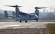 An U.S. Marine Corps MV-22 Osprey belonging to Air Test and Evaluation Squadron 21 (HX-21) lands at Wright-Patterson Air Force Base, Ohio, Area B, near the National Museum of the Air Force Dec. 19, 2017. The aircraft was signed over to Naval Medical Research Unit-Dayton to be used in research to minimize injuries to aircrew members. (U.S. Air Force photo by R.J. Oriez)