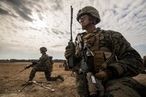 U.S. Marines with Delta Company, Infantry Training Battalion, School of Infantry-East, observes the area ahead during a combined arms exercise at Camp Lejeune, N.C., Dec. 15, 2017. The mission of ITB is to train Marines in basic infantry skills before integrating into the operational forces.