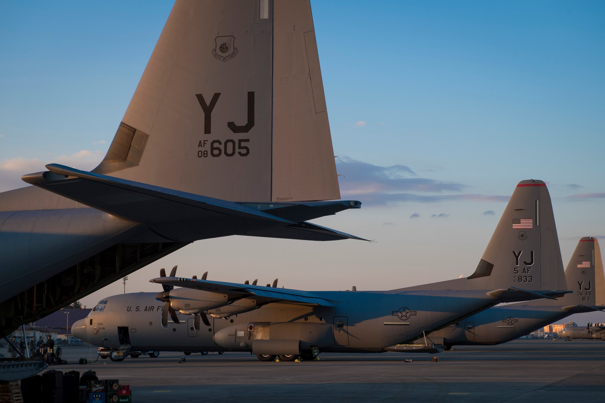 C-130J Super Hercules sits on the flightline, Dec. 21, 2017, at Yokota Air Base, Japan.