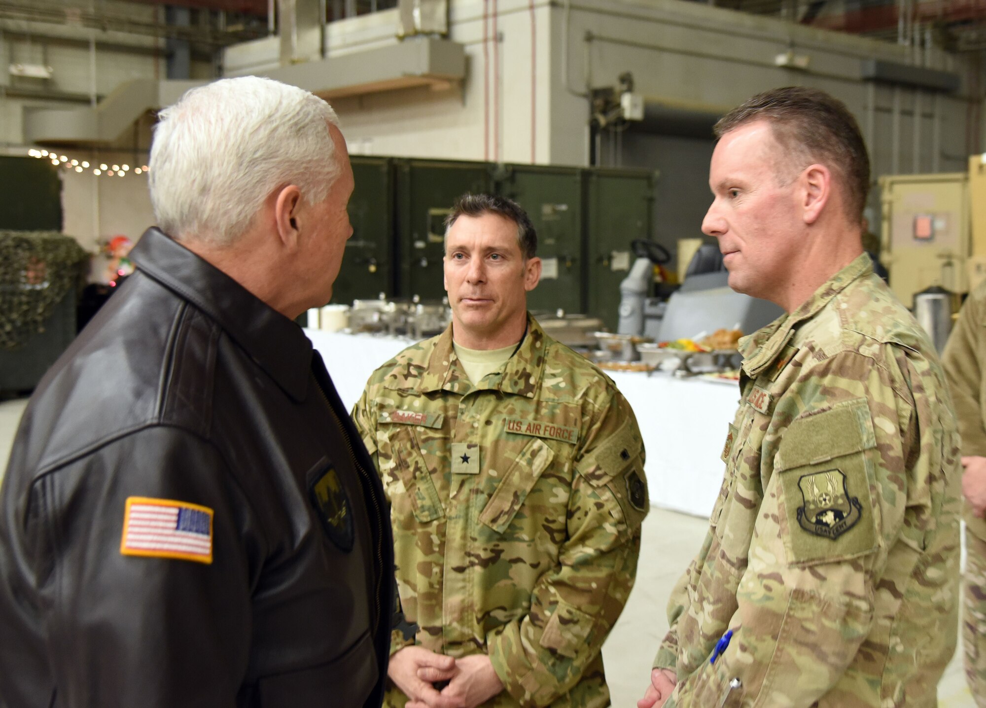 Vice President of the United States Mike Pence visits U.S. service members and speaks on the strategy in Afghanistan, Dec. 21, 2017 at Bagram Airfield.