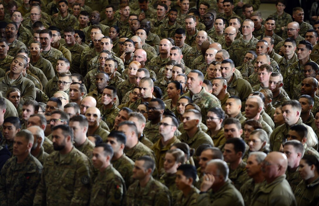 Vice President of the United States Mike Pence visits U.S. service members and speaks on the strategy in Afghanistan, Dec. 21, 2017 at Bagram Airfield.