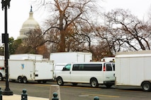 Military units attached to Joint Task Force National Capitol Region, JTF-NCR, including Chemical Biological Incident Response Force, CBIRF, U.S. Marine Corps Forces Command, staged near the Nation’s U.S. Capitol during the 58th Presidential Inauguration, Jan. 20, 2017. Initial Response Force A, CBIRF, assumed the ready position working under JTF-NCR which provided military support to the lead agency the U.S. Secret Service during the 58th Presidential Inauguration in Washington D.C., Jan. 20, 2017. The Inauguration was designated a National Special Security Event, NSSE, by the Secretary of the Department of Homeland Security on July 2016. When an event is designated an NSSE, the U.S. Secret Service assumes its mandated role as the lead federal agency for the design and implementation of the operational security plan. Although elements of CBIRF were staged near the U.S. Capitol building, other elements of CBIRF were on standby at CBIRF headquarters, making the Inauguration supported by the entire CBIRF unit. (Official USMC Photos by Staff Sgt. Santiago G. Colon Jr./RELEASED)
